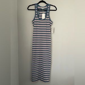 Stitchdrop New Pink Blue Striped Sleeveless Bodycon Length Long Dress Size XS